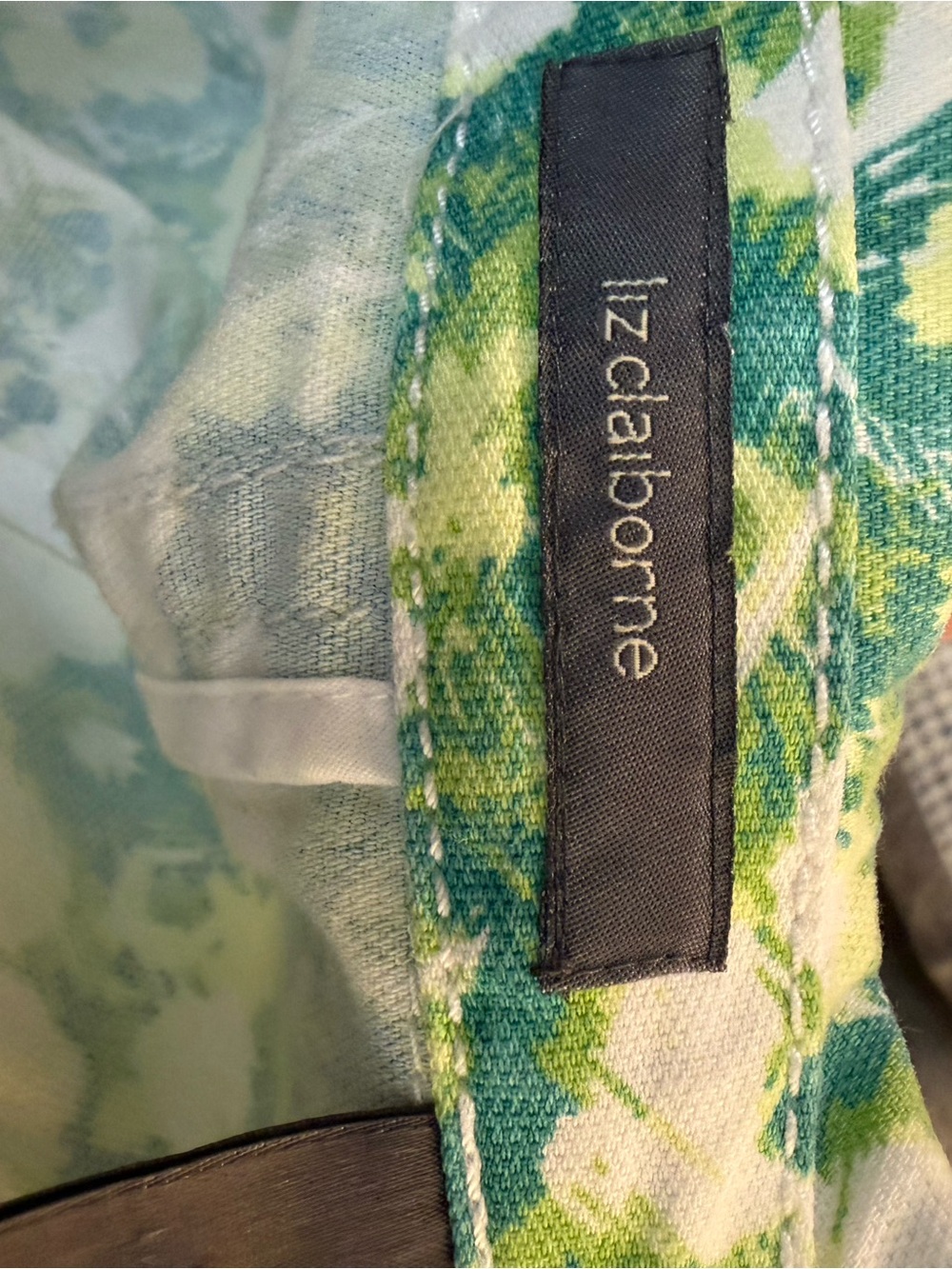 Liz Claiborne Green Floral Jean Jacket - Picture 7 of 8